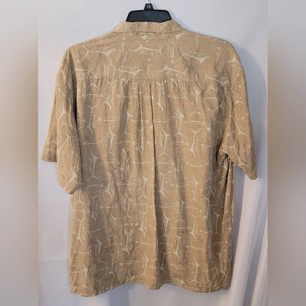 Orvis Swordfish Patterned Silk Shirt Size XL - Picture 6 of 8